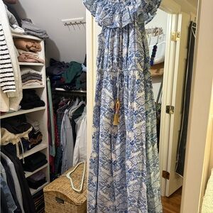 Blue and White Floral Maxi Dress
